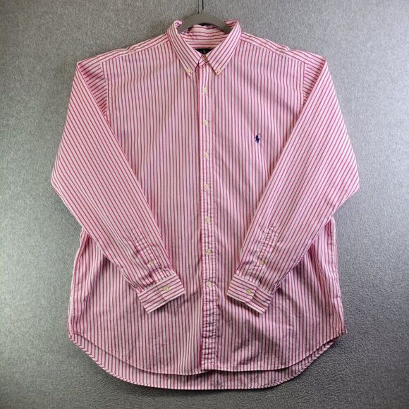 Ralph Lauren Shirt Mens 2XLT Pink Vertical Stripe Office Church Wedding Easter - Picture 11 of 11